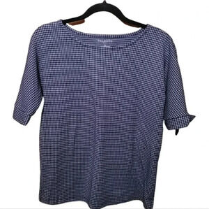Talbott navy/ White check top M petite